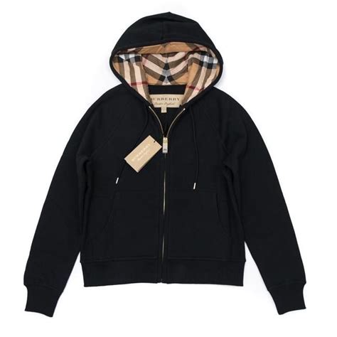 burberry zip up black|Cotton Zip Hoodie in Black .